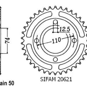 Couronne Acier 36 Dents - Pas 530 - Similaire JTR854 1980-1981