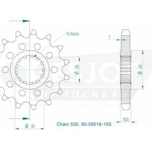 Pignon Ultralight 15 Dents - Pas 530 - Similaire JTF579 1984-1986