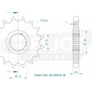 Pignon 16 Dents - Pas 530 - Similaire JTF579 1998-2005