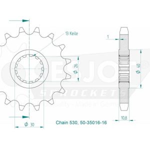 Pignon Ultralight 16 Dents - Pas 530 - Similaire JTF579 1998-2005