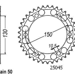 Couronne Acier 43 Dents - Pas 530 - Similaire JTR859