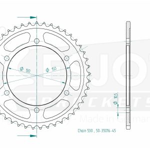 Couronne Acier 45 Dents - Pas 530 - Similaire JTR859