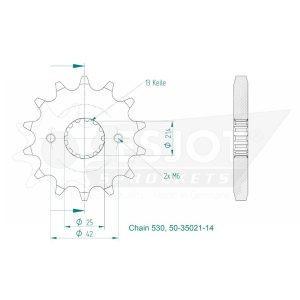 Pignon 14 Dents - Pas 530 - Similaire JTF513 1979-1998