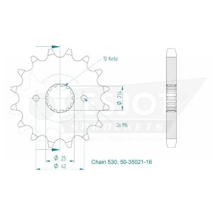 Pignon 16 Dents - Pas 530 - Similaire JTF513 1976-2006
