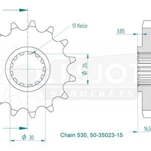 Pignon 15 Dents - Pas 530 - Similaire JTF333 1988-2019
