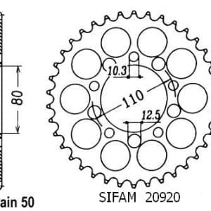Couronne Acier 41 Dents - Pas 530 - Similaire JTR1334 1983-2000