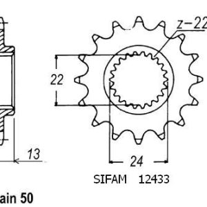 Pignon 16 Dents - Pas 530 - Similaire JTF3411 1999-2006