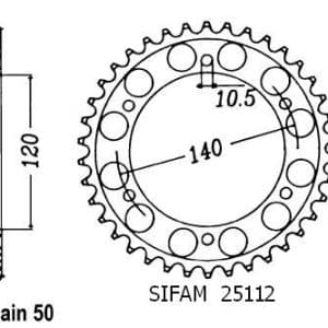Couronne Acier 42 Dents - Pas 530 - Similaire JTR499 1996-2006