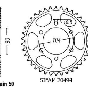 Couronne Acier 46 Dents - Pas 530 - Similaire JTR488 1990-2006