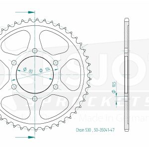 Couronne Acier 47 Dents - Pas 530 - Similaire JTR488