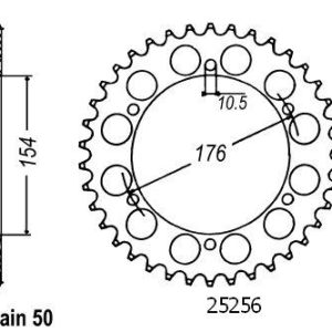 Couronne Acier 43 Dents - Pas 530 - Similaire JTR343 1990-2016