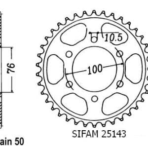 Couronne Acier 43 Dents - Pas 530 - Similaire JTR816 1979-2000
