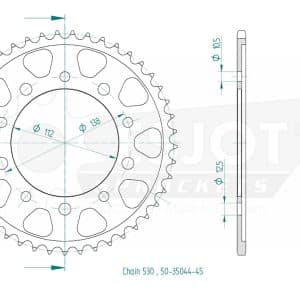 Couronne Acier 45 Dents - Pas 530 - Similaire JTR302