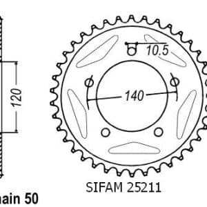 Couronne Acier 46 Dents - Pas 530 - Similaire JTR1797 2004-2007