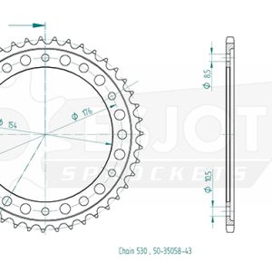 Couronne Acier 43 Dents - Pas 530 - Similaire JTR1340 2014-2019