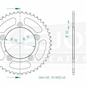 Couronne Alu. Orange 46 Dents - Pas 420 - Similaire JTR894 1998-2021