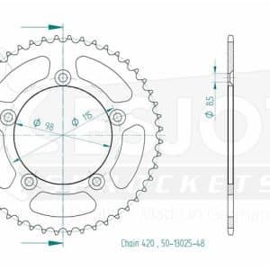 Couronne Alu. Orange 48 Dents - Pas 420 - Similaire JTR894 2012-2024