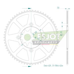 Couronne Alu. 62 Dents - Pas 420 - Similaire JTR1141 2021-2025
