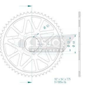 Couronne Alu. Noir 56 Dents - Pas 420 2016-2024