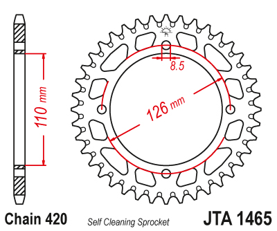 Couronne Alu. 47 Dents - Pas 420 - Similaire JTA1465 2003-2023 – Image 2