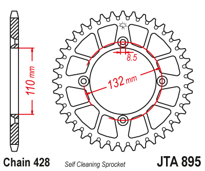 Couronne Alu. 49 Dents - Pas 428 - Similaire JTA895 2021-2023 – Image 2
