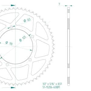 Couronne Alu. 50 Dents - Pas 428