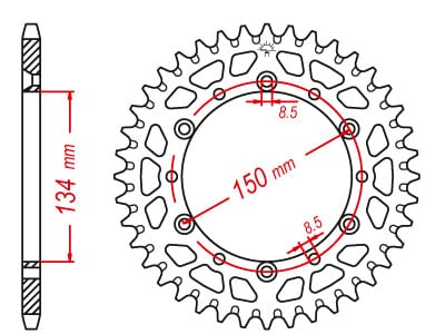 Couronne Alu. Vert 47 Dents - Pas 520 - Similaire JTA460 1985-2004 – Image 3