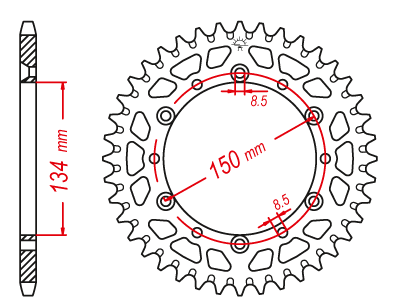 Couronne Alu. Vert 47 Dents - Pas 520 - Similaire JTA460 1985-2004 – Image 2