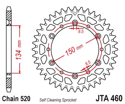 Couronne Alu. 47 Dents - Pas 520 - Similaire JTA460 1985-2004 – Image 2