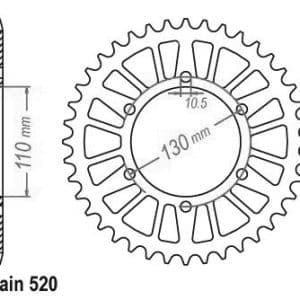 Couronne Alu. 45 Dents - Pas 520 - Similaire JTA486
