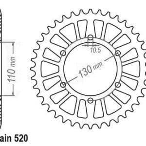 Couronne Alu. 47 Dents - Pas 520 - Similaire JTA486