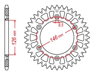 Couronne Alu. Jaune 48 Dents - Pas 520 - Similaire JTA808 1999-2012 – Image 3