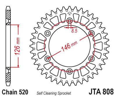 Couronne Alu. 50 Dents - Pas 520 - Similaire JTA808 1989-2023 – Image 2