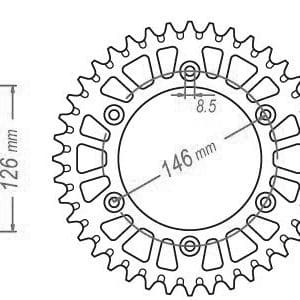 Couronne Alu. Jaune 51 Dents - Pas 520 - Similaire JTA808 1983-1991