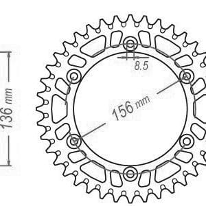 Couronne Alu. Noir 49 Dents - Pas 520 - Similaire JTA822 2001-2013