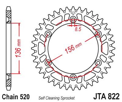 Couronne Alu. 49 Dents - Pas 520 - Similaire JTA822 2001-2013 – Image 2