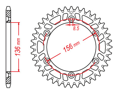 Couronne Alu. Noir 52 Dents - Pas 520 - Similaire JTA822 1989-2010 – Image 3