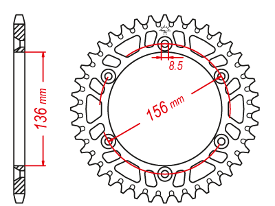 Couronne Alu. Noir 52 Dents - Pas 520 - Similaire JTA822 1989-2010 – Image 2