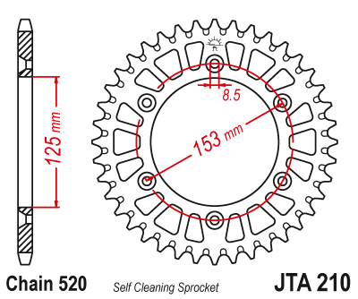 Couronne Alu. 45 Dents - Pas 520 - Similaire JTA210 1996-2004 – Image 2