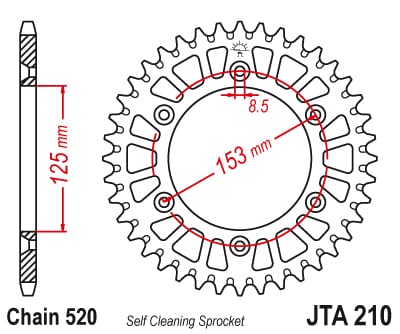 Couronne Alu. 49 Dents - Pas 520 - Similaire JTA210 1992-2026 – Image 2