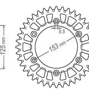 Couronne Alu. Rouge 51 Dents - Pas 520 - Similaire JTA210 1986-2023