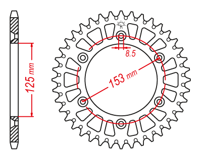 Couronne Alu. Rouge 52 Dents - Pas 520 - Similaire JTA210 2000-2007 – Image 2