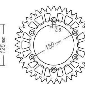Couronne Alu. Orange 45 Dents - Pas 520 - Similaire JTA897 1995-2025