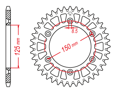 Couronne Alu. Orange 46 Dents - Pas 520 - Similaire JTA897 2017-2023 – Image 2