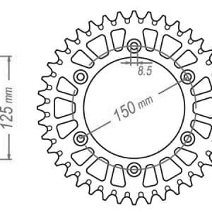 Couronne Alu. Bleue 50 Dents - Pas 520 - Similaire JTA897 1990-2023