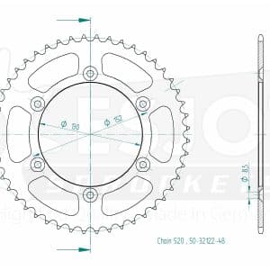 Couronne Alu. 46 Dents - Pas 520 - Similaire JTR706 2006-2015