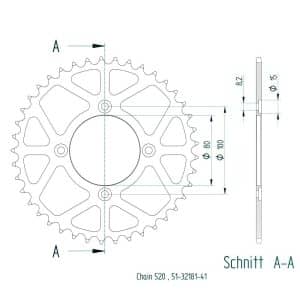 Couronne Alu. 41 dents – Pas 520