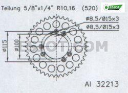 Couronne Alu. 44 Dents - Pas 520 2002