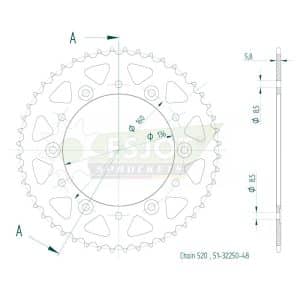 Couronne Alu. 48 dents - Pas 520