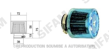Filtre à Air Cornet Interieur : Ø38mm Longueur: 75mm Droit – Image 2